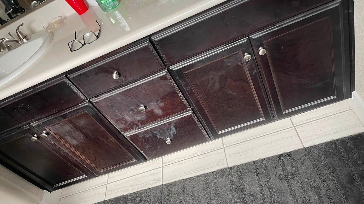 Bathroom cabinet cleaning before cleaning