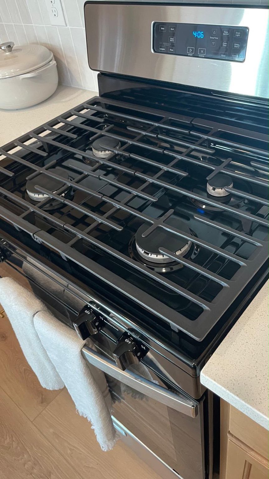 Black stovetop after cleaning