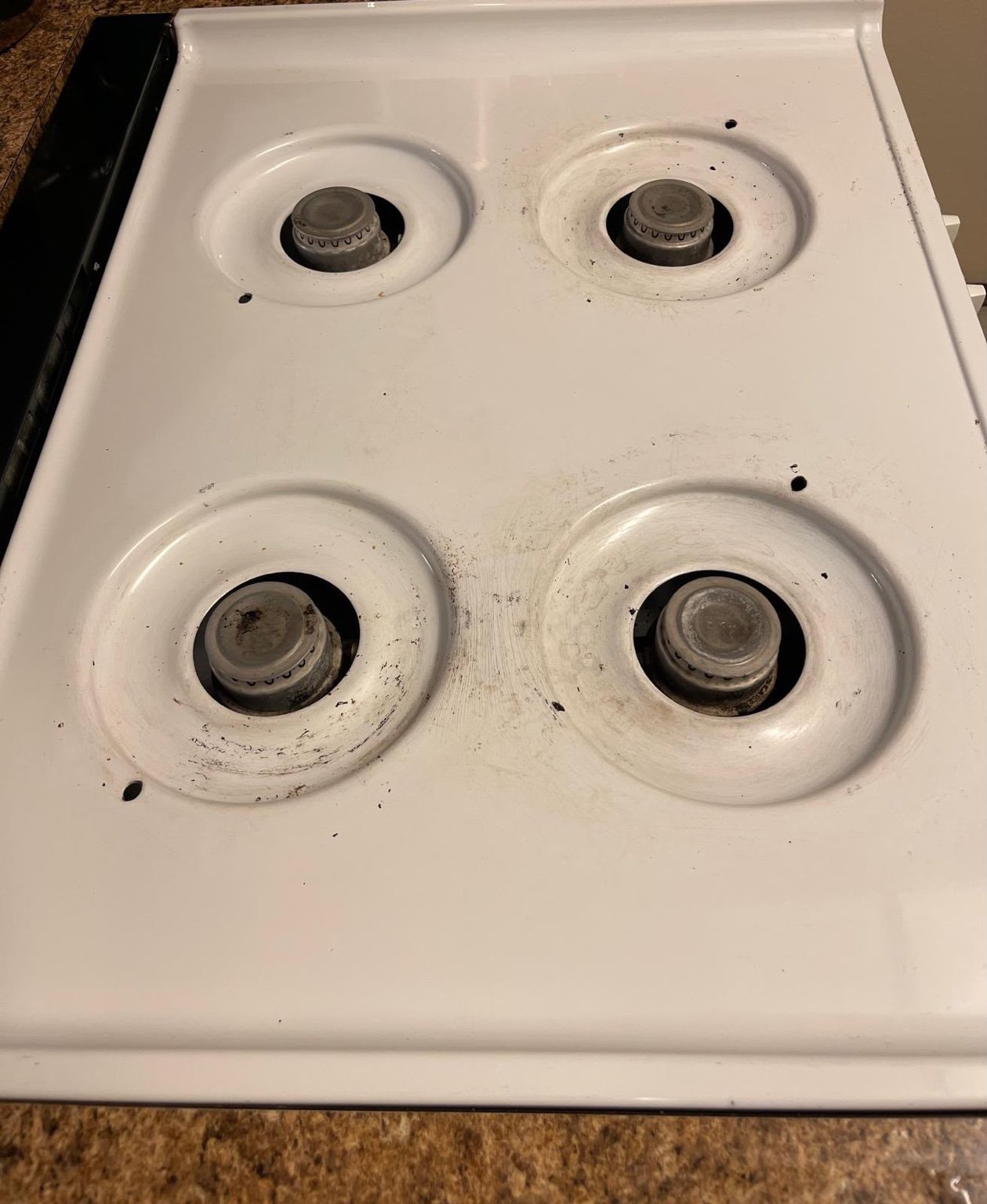 White stovetop after cleaning